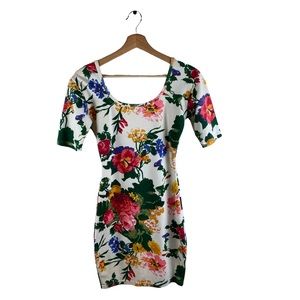 Vintage Express Floral Bodycon Knit Dress